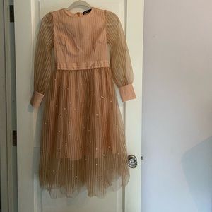 Sweet and Shimmering Peach Feminine Holiday Dress